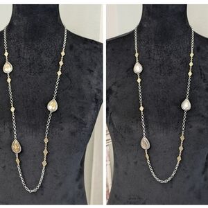 Chico's Black Label Retired Reversible Necklace Silver/Gold Tone